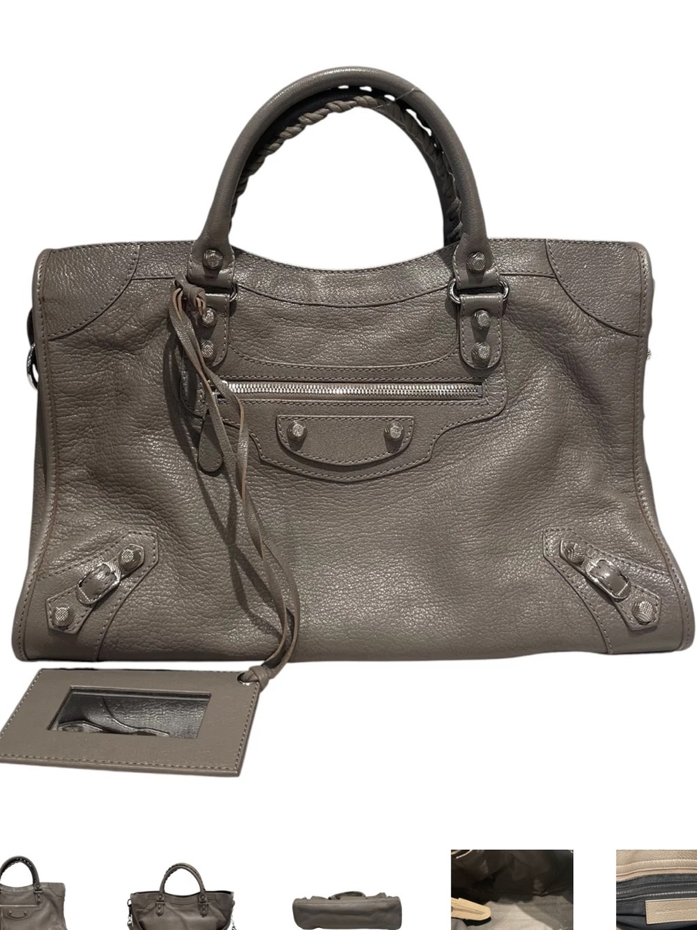Balenciaga city Leather Shoulder Bag Grey